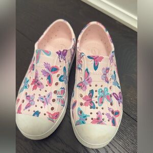 Native Pink and Purple Slip-On Sneakers with Butterfly Design